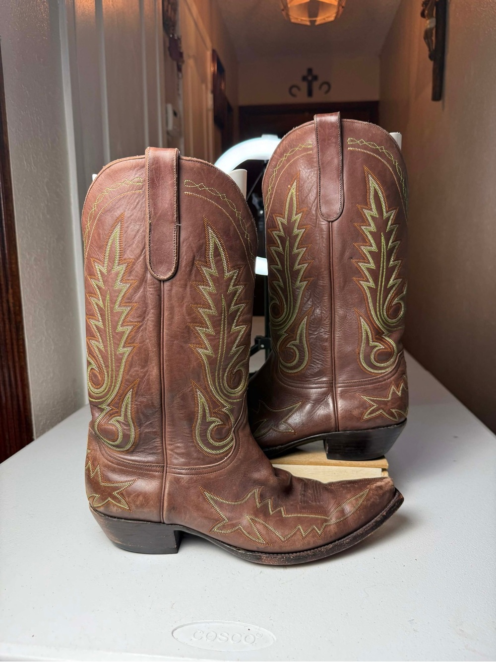 OLD GRINGO Stitched
Brown Leather Mid Calf Snip Toe
Cowboy Western Boots Sz 12 D